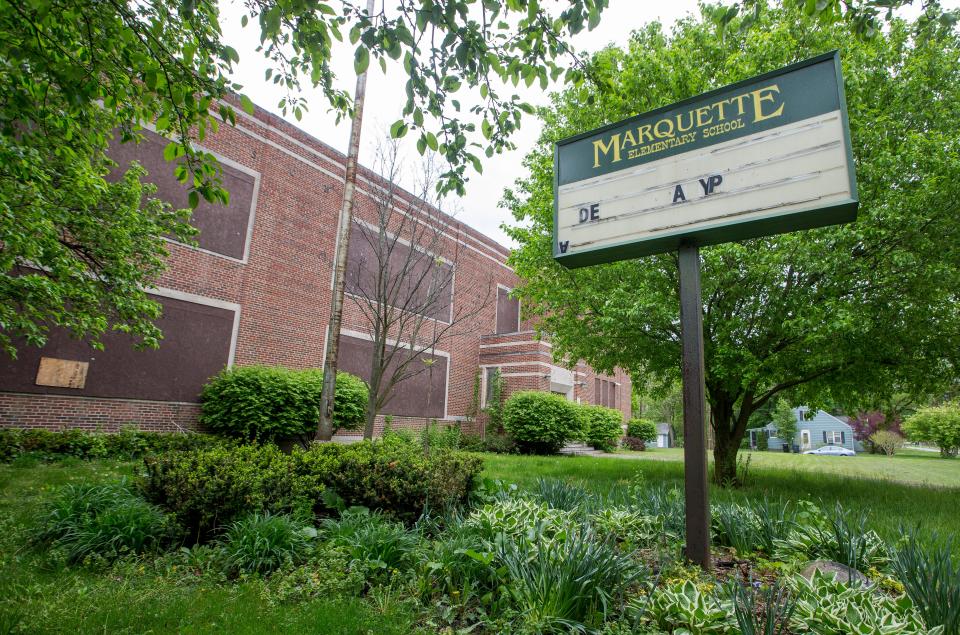 The old Marquette Elementary School building stands vacant in this 2017 photo.