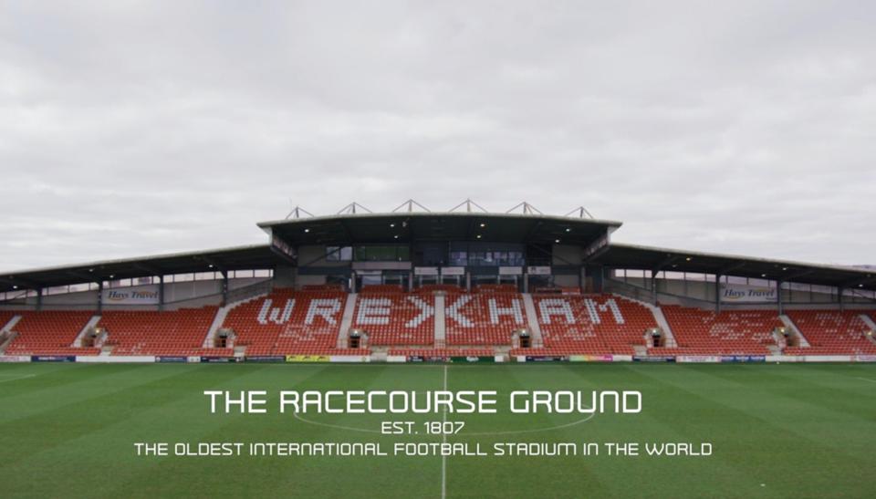 wide shot of the racecourse ground, wrexham afc's football stadium