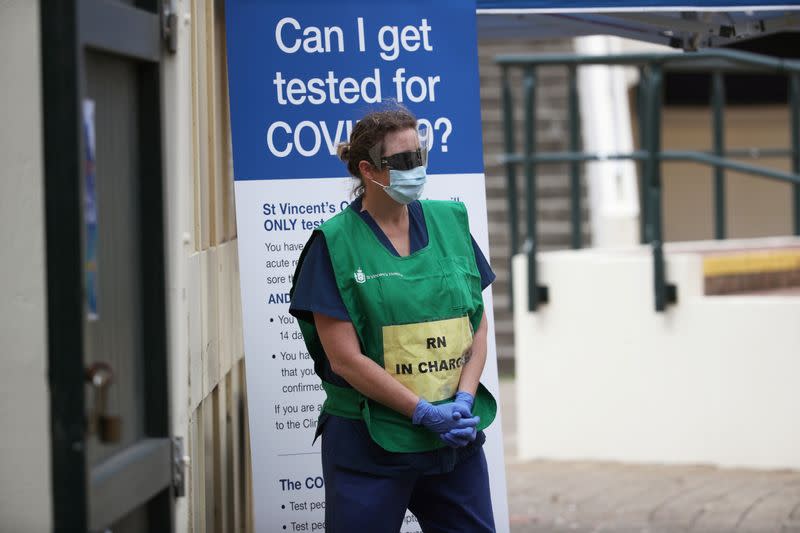 A pop-up clinic begins testing for the coronavirus disease (COVID-19) at Bondi Beach, Sydney