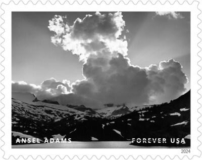 El Servicio Postal de EE. UU. revela estampillas adicionales para 2024 - Estampilla de Ansel Adams - Crédito de la imagen: Servicio Postal de EE. UU.