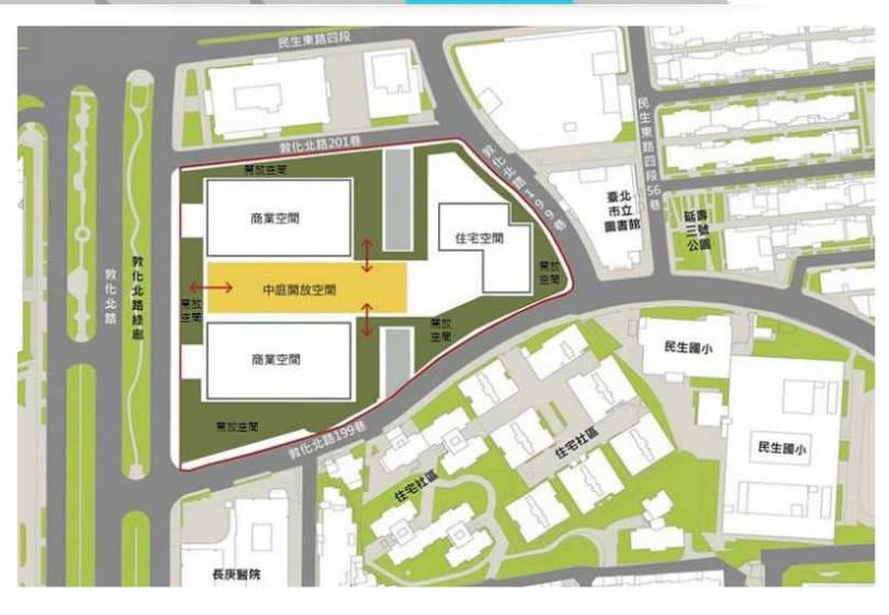 台塑都更案擬興建前段2棟地上22樓、地下5樓商辦大樓；後段則為1棟地上22樓、地下4樓的住宅大樓。（圖／翻攝台塑建設官網）