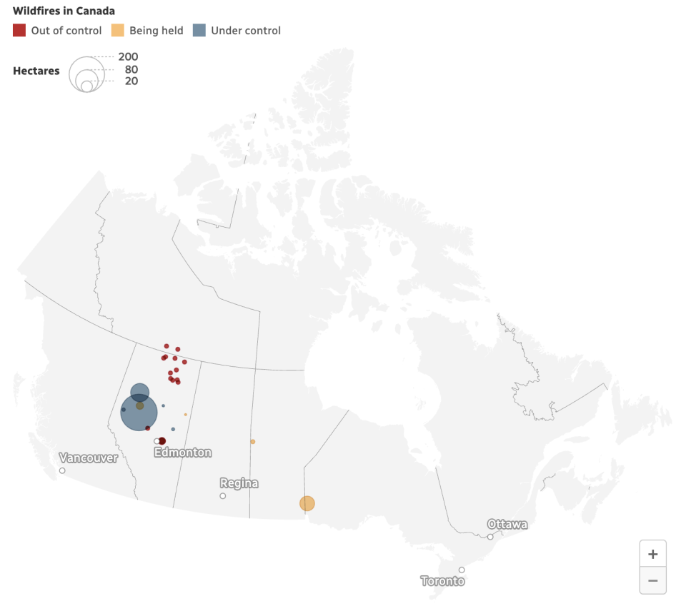 Source: Canadian Wildland Fire Information System. (Graeme Bruce/CBC)