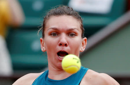 Tennis - French Open - Roland Garros, Paris, France - May 30, 2018 Romania's Simona Halep in action during her first round match against Alison Riske of the U.S. REUTERS/Pascal Rossignol