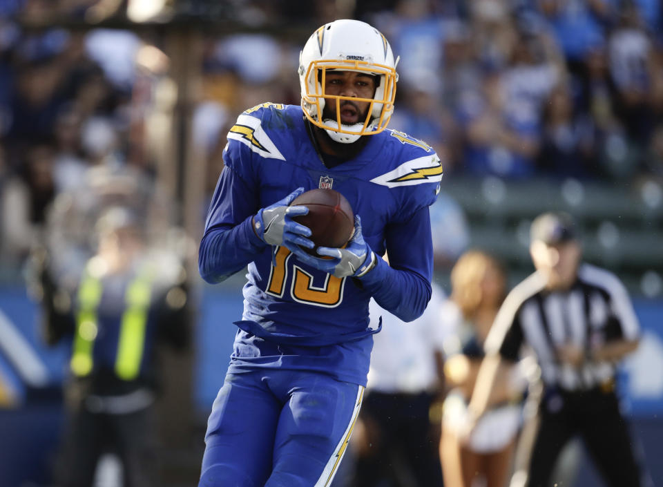 Los Angeles Chargers receiver Keenan Allen is going for his fourth straight 10-catch game. (AP Photo/Jae C. Hong)