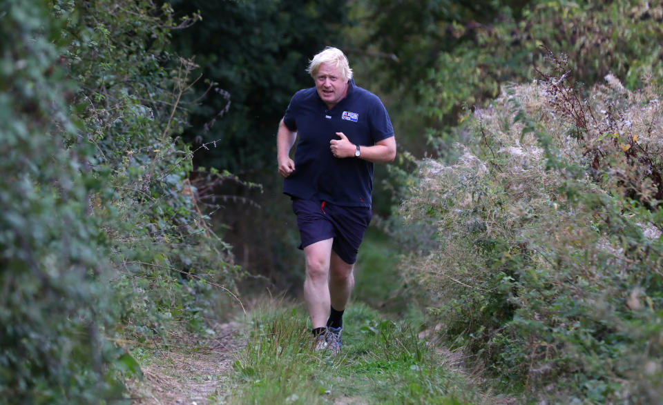 Britain's former Foreign Secretary Boris Johnson jogs near his home in Oxfordshire, September 11, 2018. REUTERS/Simon Dawson