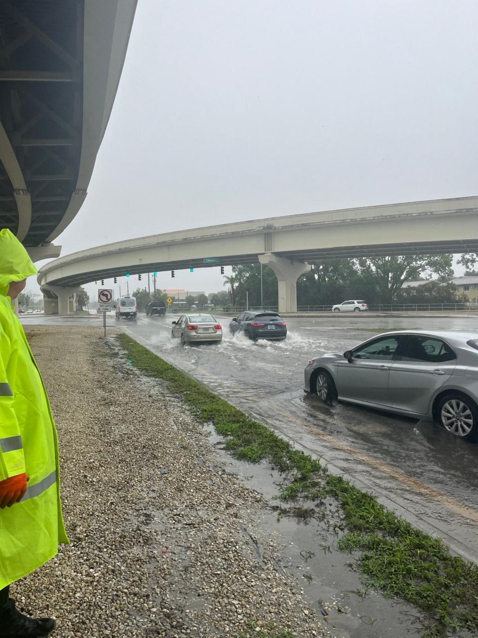 The intersection of Gladioulus Drive and Summerlin Road was impassable Wednesday afternoon due to localized flooding.