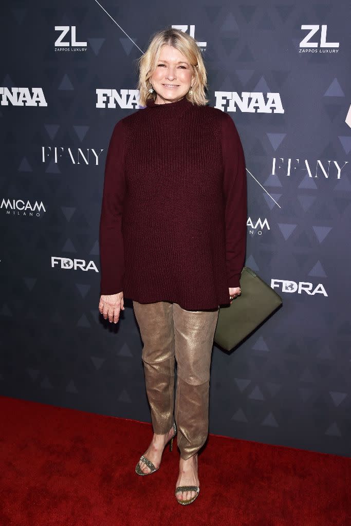 Martha Stewart wearing glittery gold sandals.
