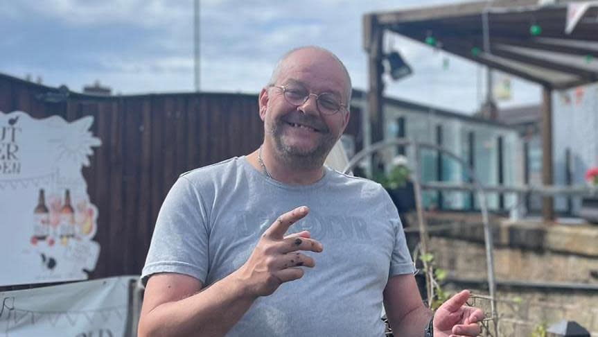 Landlord Simon Fyfe outside the pub