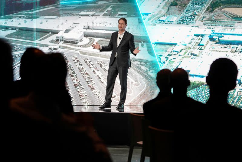 FILE PHOTO: Ola Kallenius, Chairman of the Board of Management for Mercedez-Benz, speaks at the opening of the Battery Factory for the Mercedes-Benz plant in Alabama