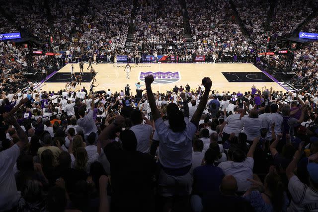 <p>Ezra Shaw/Getty </p> A general view as fans cheer during the third quarter in game seven of the Western Conference First Round Playoffs between the Golden State Warriors and the Sacramento Kings at Golden 1 Center on April 30, 2023 in Sacramento, California