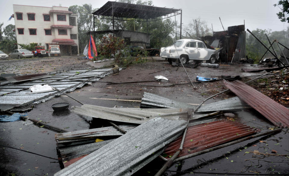 ALIBAUG, INDIA - JUNE 3: Impact after Nisarga Cyclone hit on June 3, 2020 in Alibaug, India. Alibaug witnessed wind speeds of up to 120 kilometres per hour. Although the cyclone made the landfall just 95 kilometres from Mumbai, the Maharashtra capital largely escaped its wrath. (Photo by Satish Bate/Hindustan Times via Getty Images)