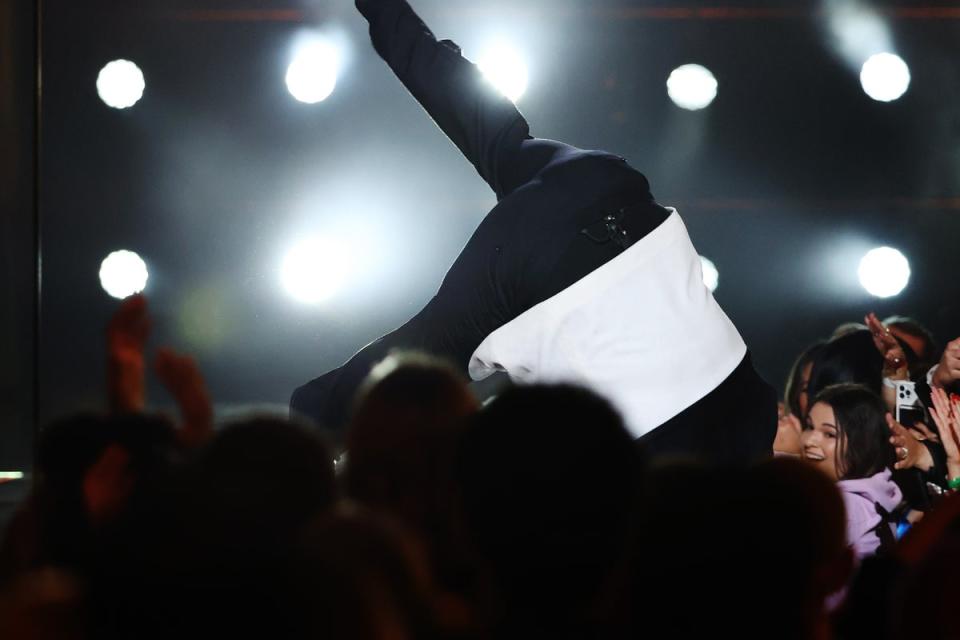 Black mid-somersault (Getty Images for MTV)