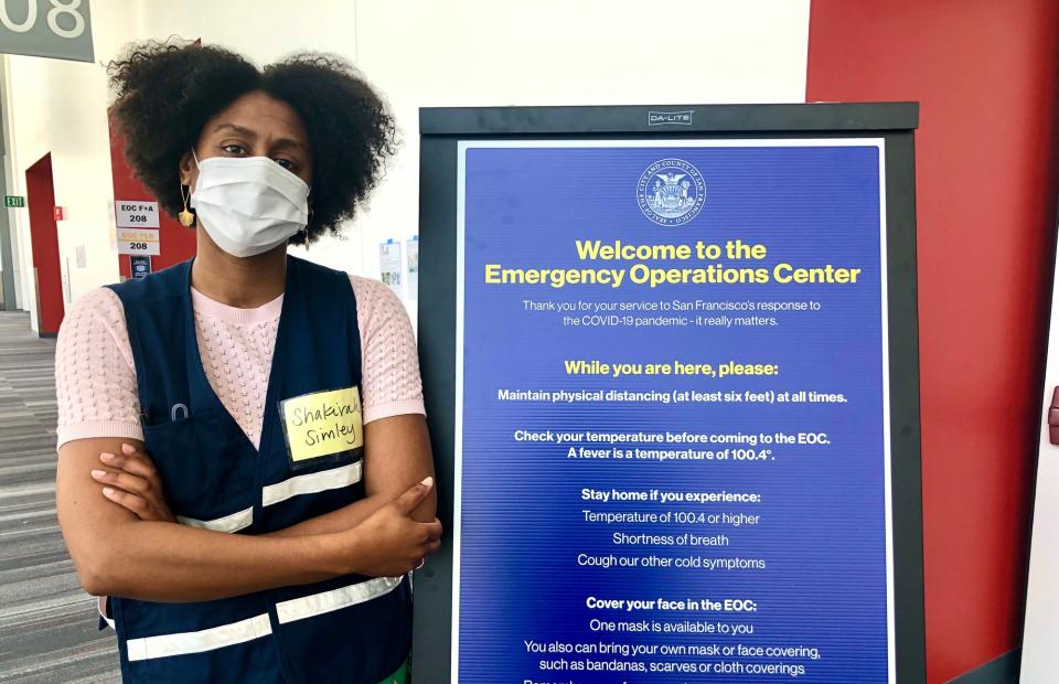 Shakirah Simley, director of the SF Office of Racial Equity, at the city's Emergency Operations Center.