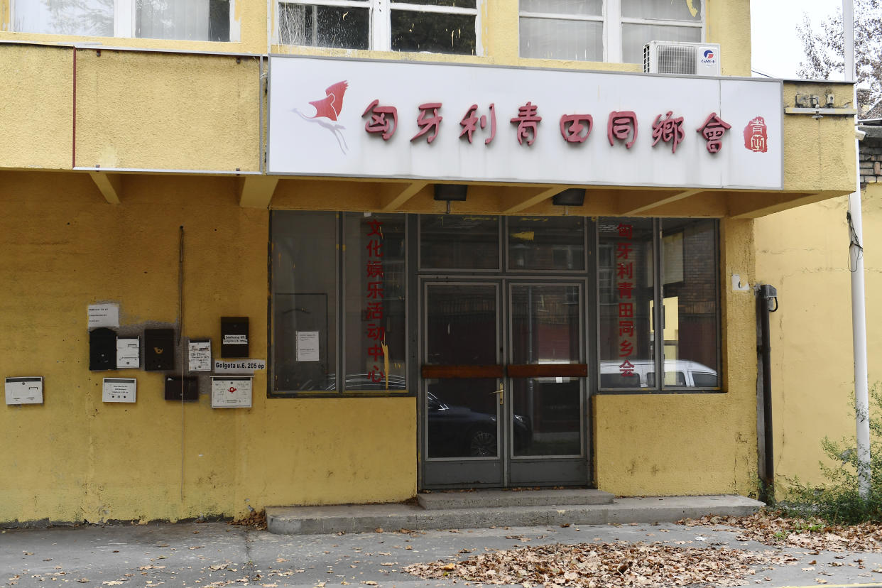 A Chinese overseas police station reportedly operating without the knowledge of the country's Interior Ministry, in Budapest, Hungary, Thursday, Oct. 27, 2022. China has reportedly established dozens of “overseas police stations” in nations around the world as part of Beijing’s crackdown on corruption. Activists fear such outposts could be used to track and harass dissidents. (AP Photo/Anna Szilagyi)