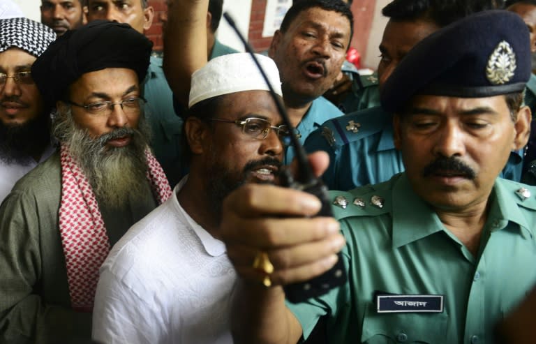 Bangladesh hanged three Islamist extremists including Harkat-ul Jihad al Islami (HUJI) leader Mufti Abdul Hannan (C) on Wednesday, after they were sentenced to death over a 2004 grenade attack on the British ambassador