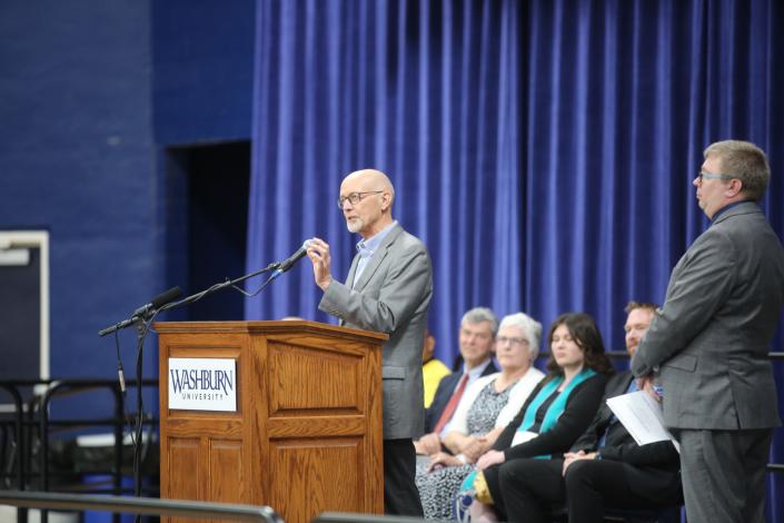 Bill Persinger, left, CEO of Valeo Behavioral Health and Andy Brown, right, commissioner of Behavioral Health Services at the Kansas Department for Aging and Disability Service, committed Monday to increase access to mental health care in Topeka.