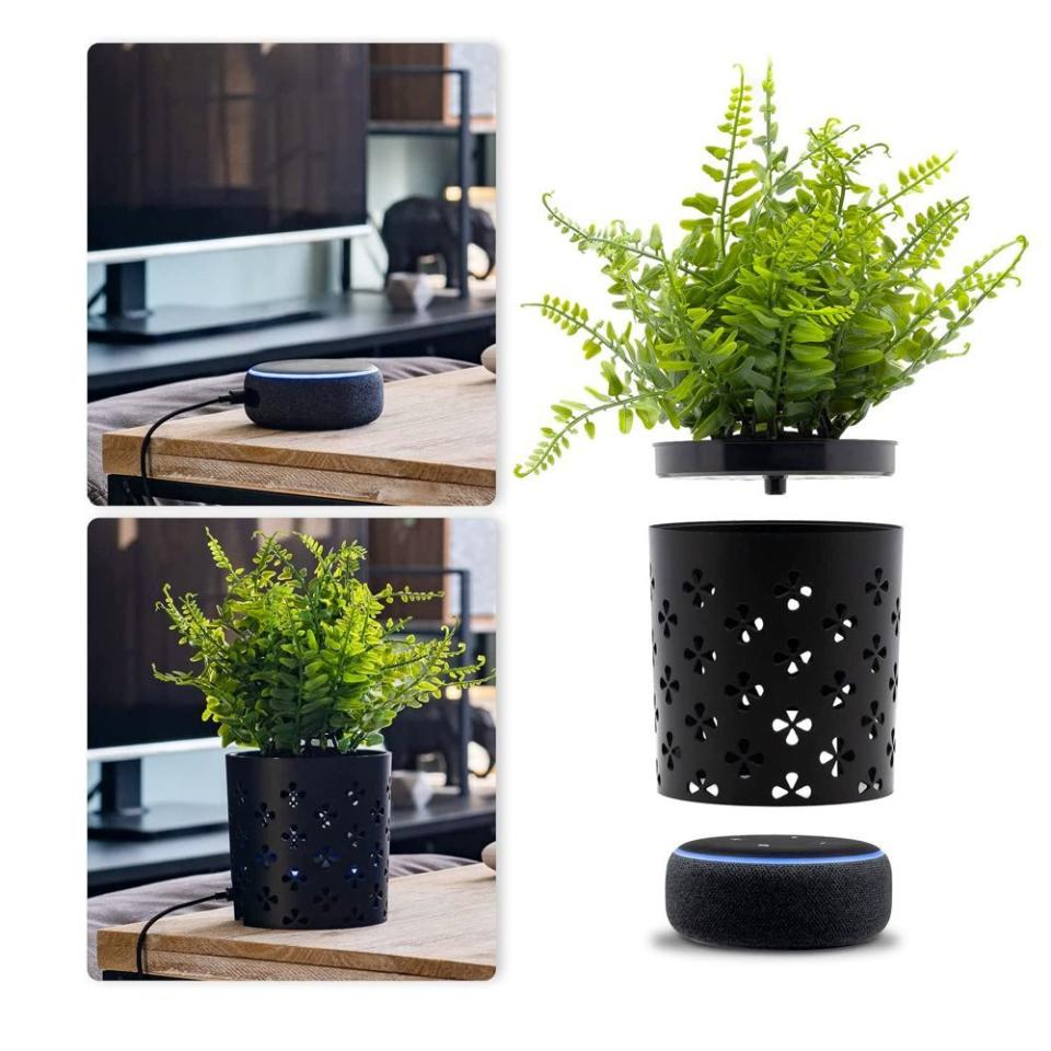 4) Fake Plants Smart Speaker Stand