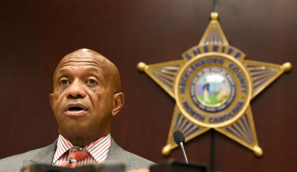 Mecklenburg County Sheriff Garry McFadden, shown in September 2019, declared the jail in uptown Charlotte “a safe place,” during a news conference on Friday, Feb. 11, 2022.