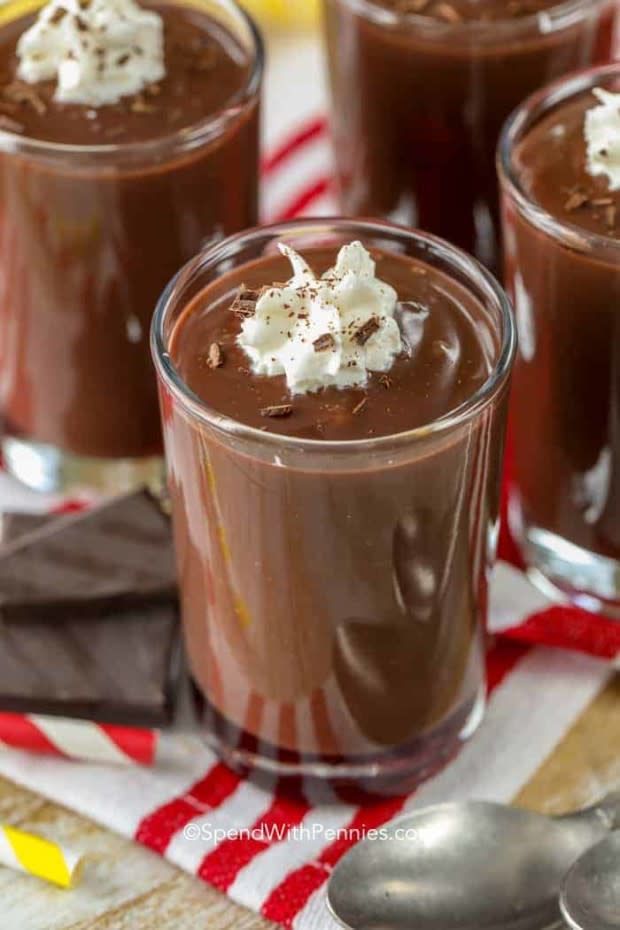 <p>Spend With Pennies</p><p>Most kids today haven't had homemade pudding. Surprise them with this old-fashioned treat!</p><p><strong>Get the recipe: <a href="https://www.spendwithpennies.com/chocolate-pudding/" rel="nofollow noopener" target="_blank" data-ylk="slk:Homemade Chocolate Pudding;elm:context_link;itc:0;sec:content-canvas" class="link ">Homemade Chocolate Pudding</a></strong></p>
