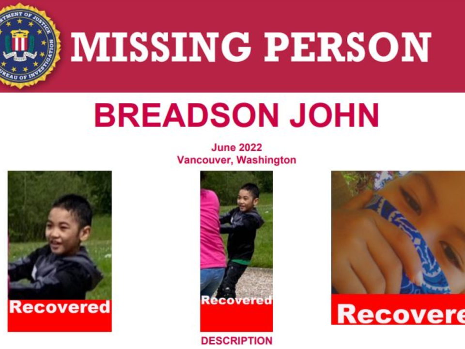 Missing Breadson John, eight, found in Missouri eight months after disappearing (FBI Handout)