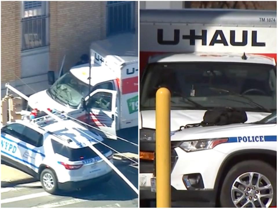 A U-Haul was stopped in Brooklyn after mowing down several people (Screenshots / ABC7)