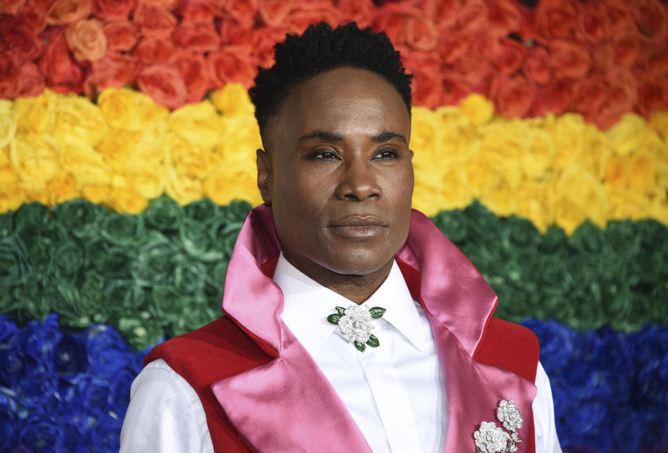 FILE - This June 9, 2019, file photo shows singer-actor Billy Porter at the 73rd annual Tony Awards in New York. Porter will participate in the Macy's Thanksgiving Day Parade in New York City on Nov. 23. (Photo by Evan Agostini/Invision/AP, File)