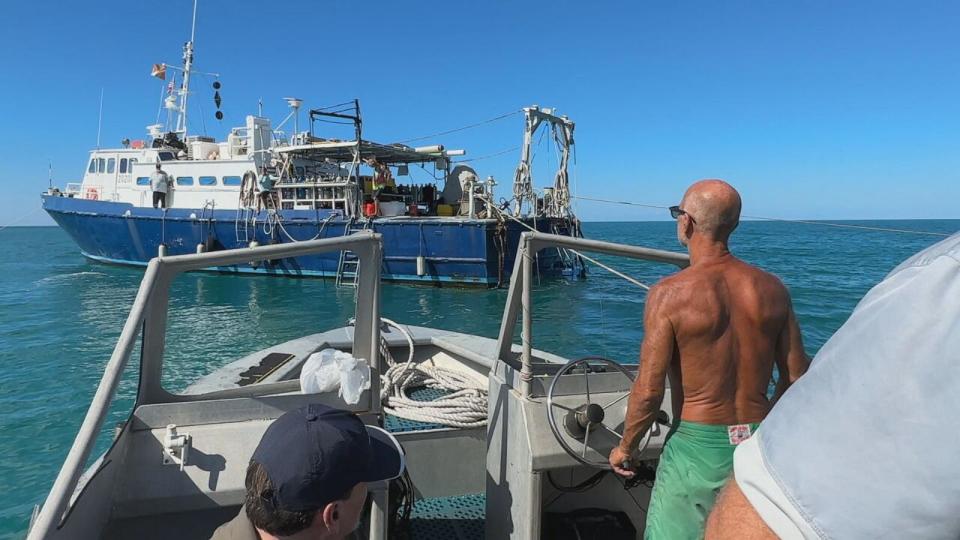 PHOTO: The Dare, a salvage ship owned by Mel Fisher's Treasures, is seen in the water off the coast of Florida. (ABC News)