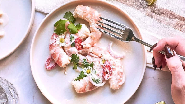 Coconut lime shrimp ceviche plate