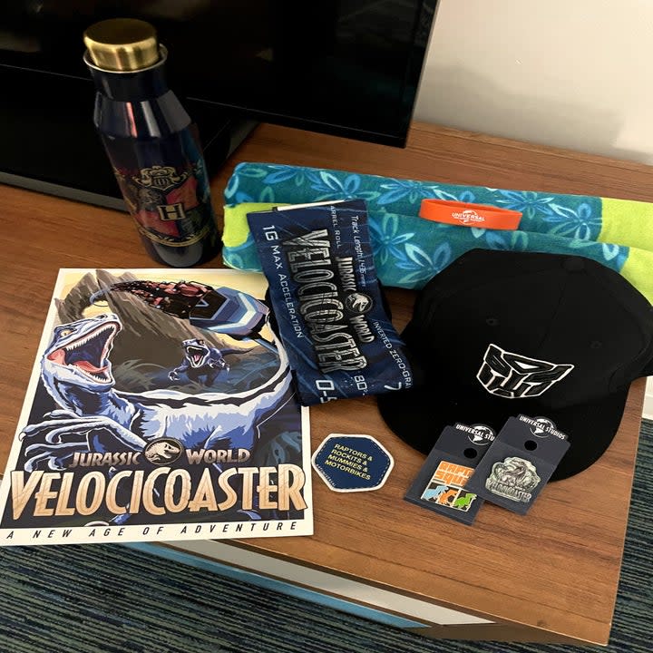 VelociCoaster swag on a table