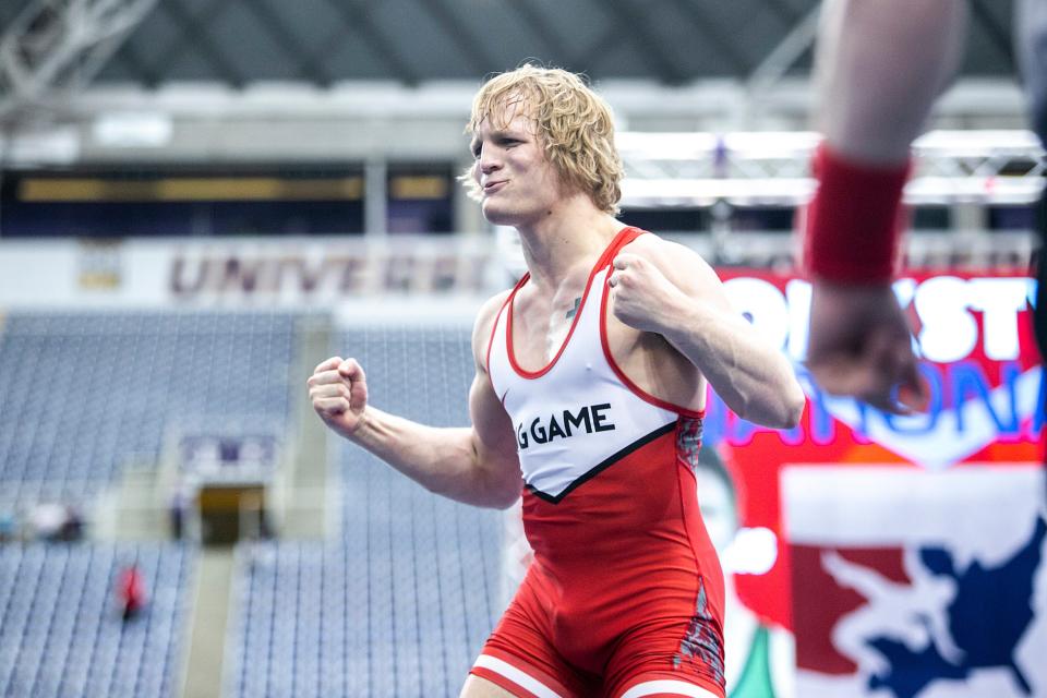 Linn-Mar's Tate Naaktgeboren won a Junior freestyle state title on Saturday at Southeast Polk High School.