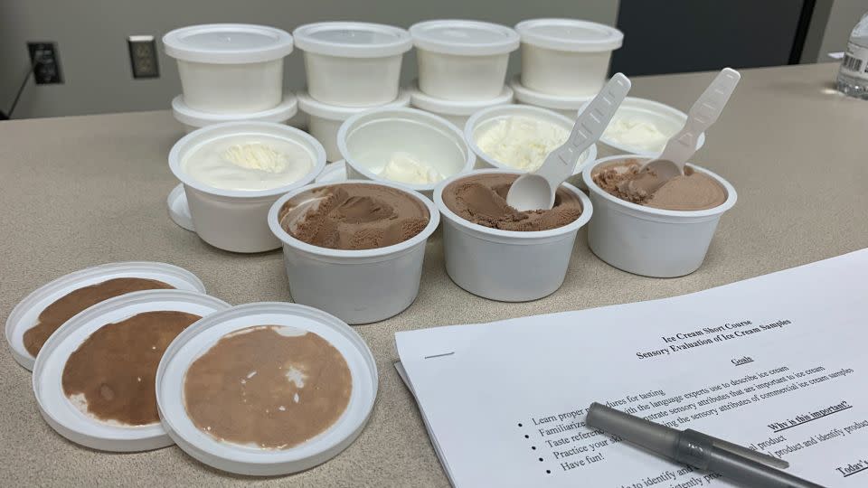 Ice cream samples in a sensory evaluation class. - Amanda Hobor/CNN