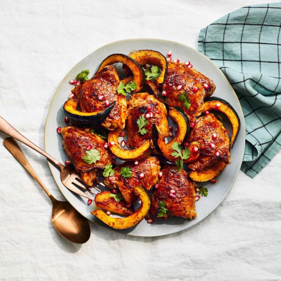 Chipotle-Maple Chicken Thighs with Candied Acorn Squash