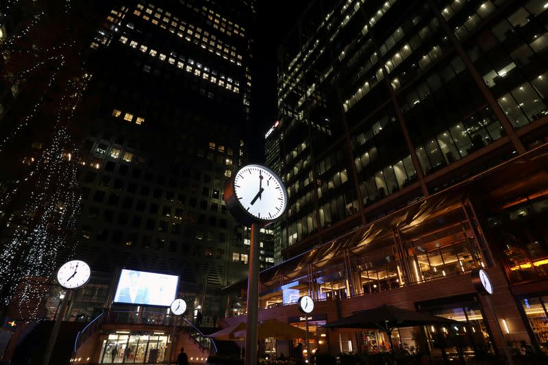 Clocks in London's Canary Wharf financial centre strike 07:00 GMT, marking the time the polls open for Britain's general election, London