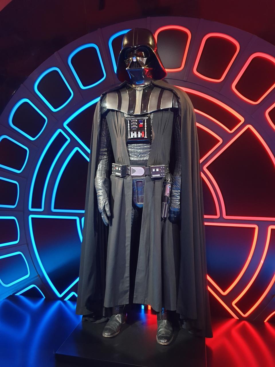 Costume of Darth Vader worn by David Prowse at the Star Wars Identities exhibition in Singapore at the Artscience Museum. (Photo: Teng Yong Ping)