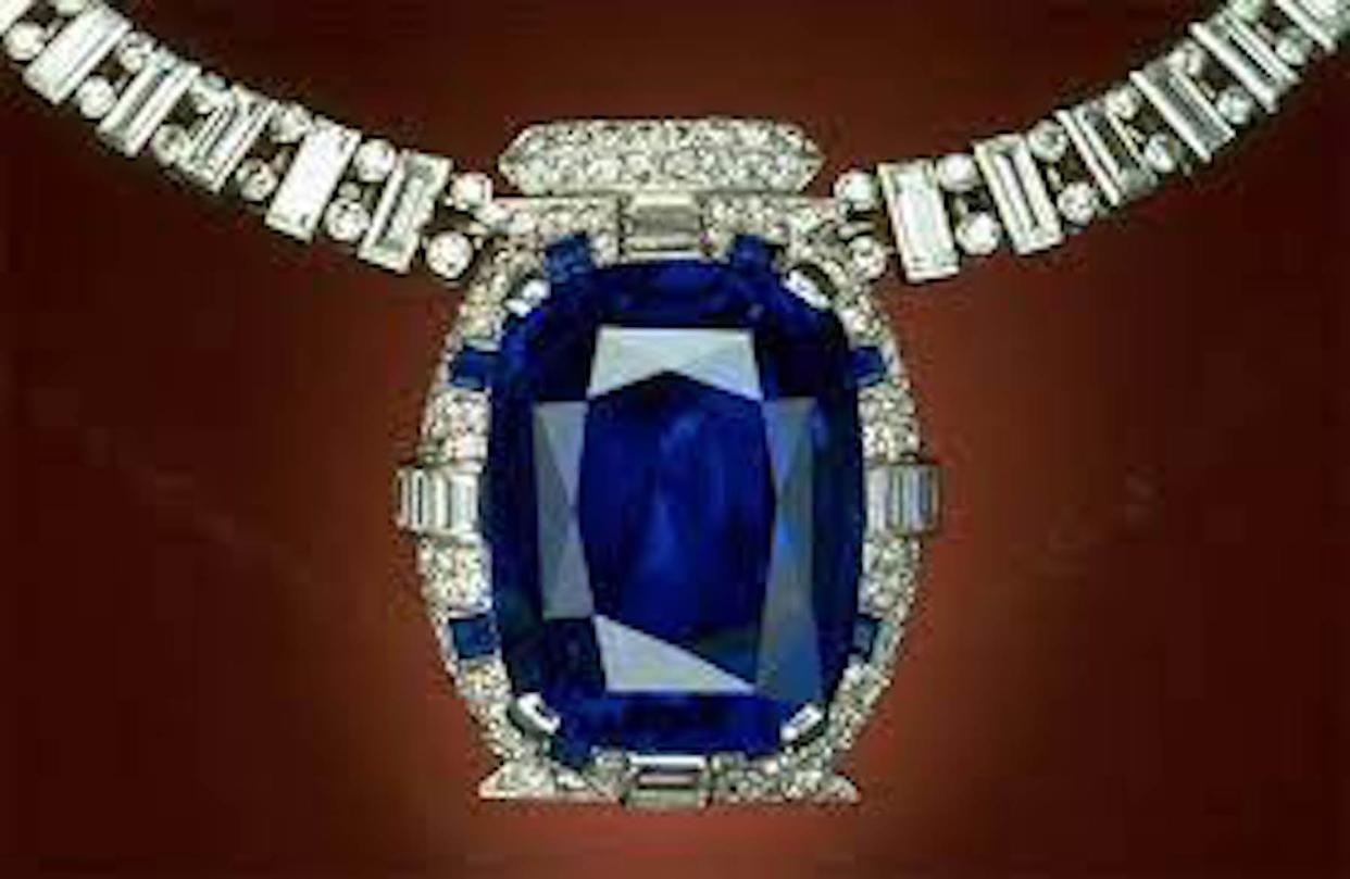 A honeymoon gift from her third husband Harrison Williams, the 98-carat Bismarck Sapphire now lives in the Smithsonian.