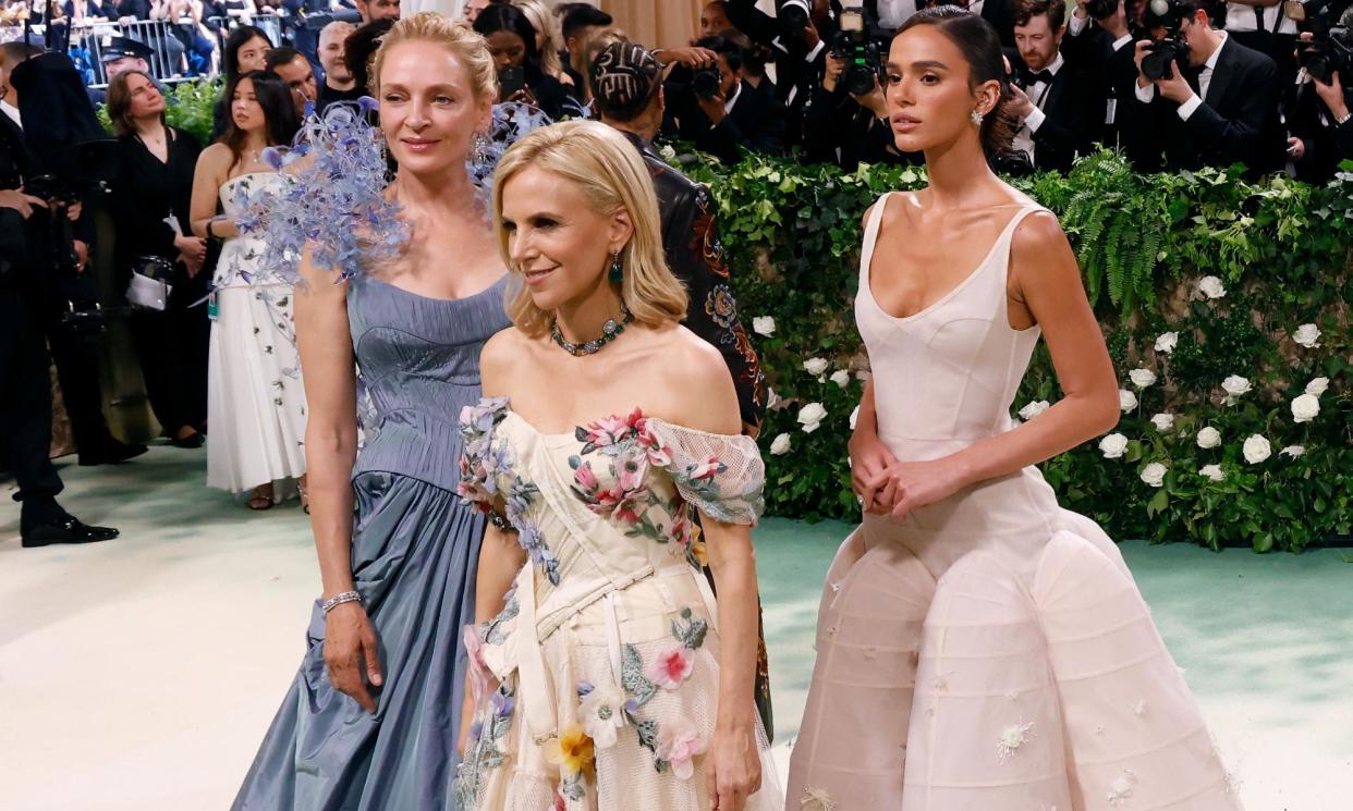 <span>Uma Thurman, Tory Burch and Bruna Marquezine at the Met Gala this week.</span><span>Photograph: Taylor Hill/Getty Images</span>
