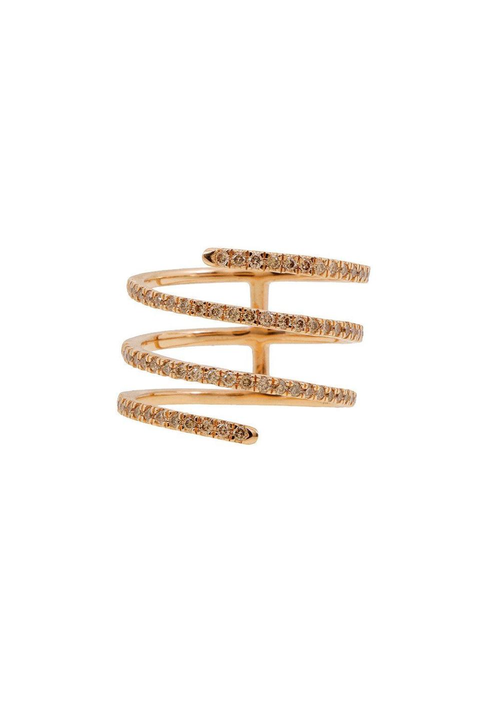 9) Pink Gold Diamond Coil Ring