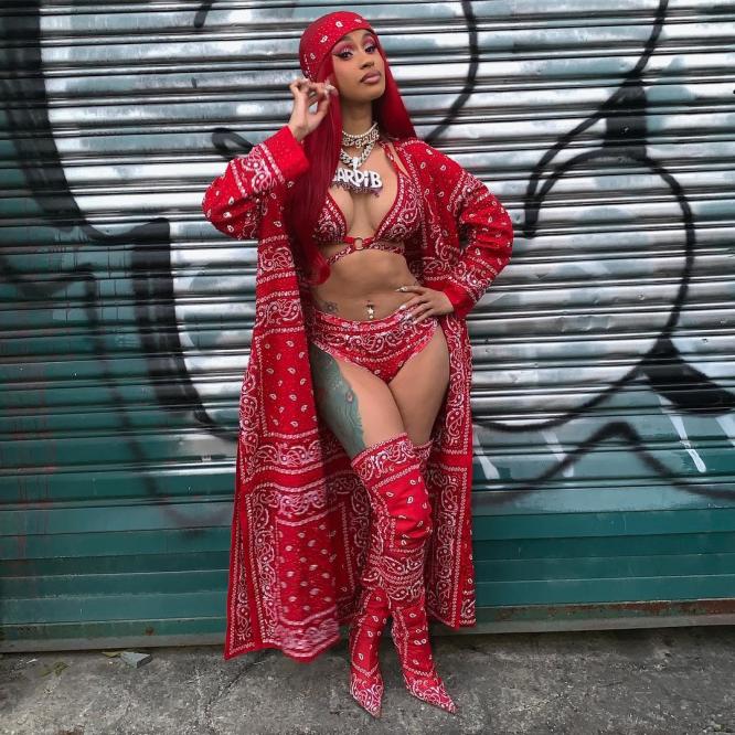 Cardi B Wears Racy Red Bandana Look Hours Before Announcing Split From  Offset