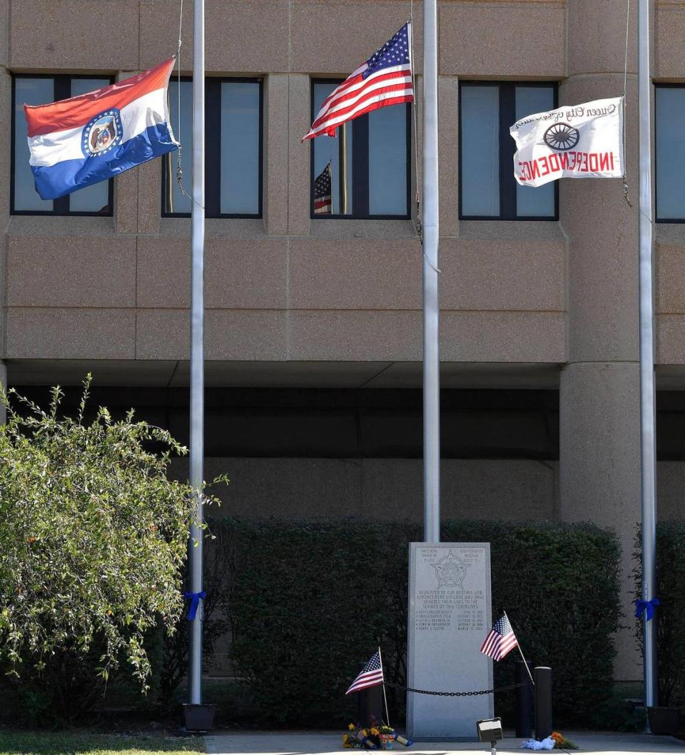 Outside police headquarters in Independence, flowers had been placed Thursday morning at the foot of a memorial dedicated to those officers who have been killed in the line of duty. Blaize Madrid-Evans, a 22-year-old Independence officer was shot and killed during an armed encounter Wednesday with a Gladstone man. Madrid-Evans was wounded and later died from his injuries during an exchange of gunfire involving the suspect, who was also killed. Officers responded to the shooting around noon Wednesday in the 2400 block of South Northern Boulevard.