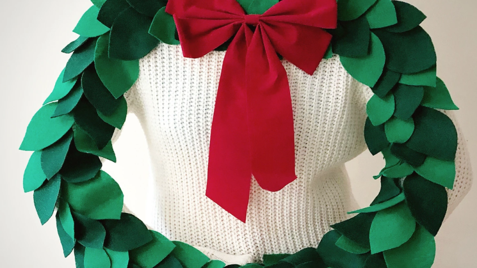 diy ugly christmas sweater ideas wreath