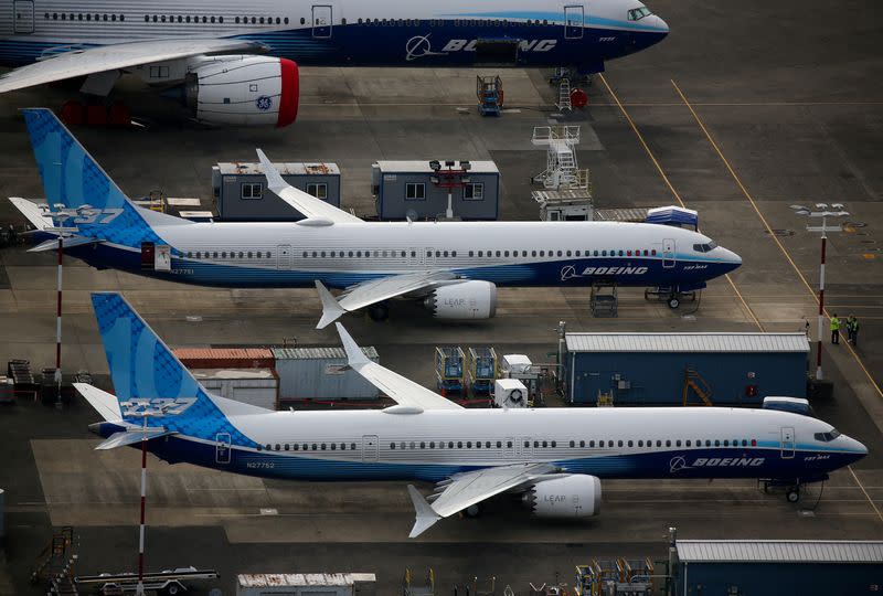 FILE PHOTO: Aerial view of Boeing planes