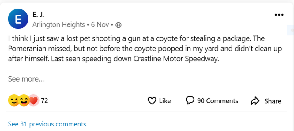 A social media post on nextdoor.com.