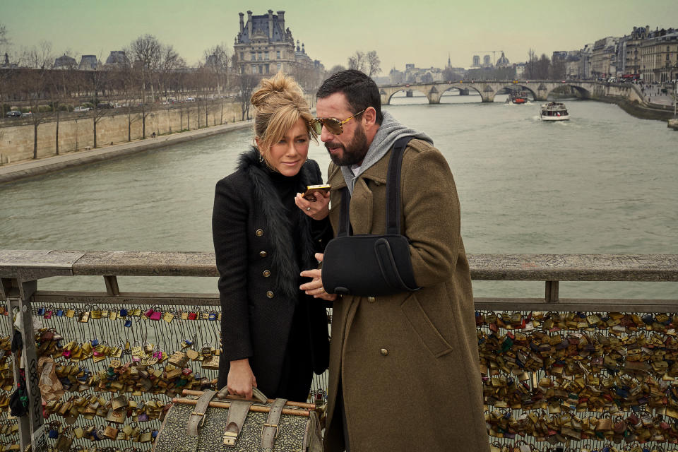 The Spitzes, disregarding the structural integrity of the Pont des Arts<span class="copyright">Scott Yamano/Netflix</span>