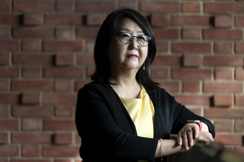 The Rev. Kyunglim Shin Lee, Vice President for International Relations at the Wesley Theological Seminary, poses for a portrait, Thursday, March 10, 2022, in the chapel at the Seminary in Washington. (AP Photo/Jacquelyn Martin)