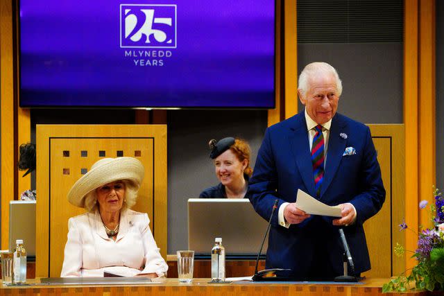 <p>Ben Birchall - WPA Pool/Getty</p> Queen Camilla and King Charles at the Senedd in Cardiff, Wales, on July 11, 2024.