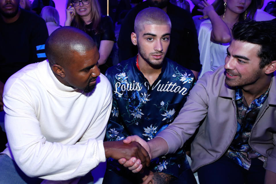 <p>24. Oh hello, Kanye West. Nice to see you, Joe Jonas. Zayn counts the two musicians among his gang of cool musician pals. (Photo: Getty Images) </p>