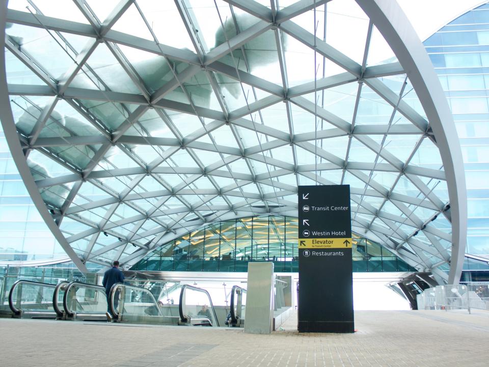 Outdoor plaza at Denver Airport.