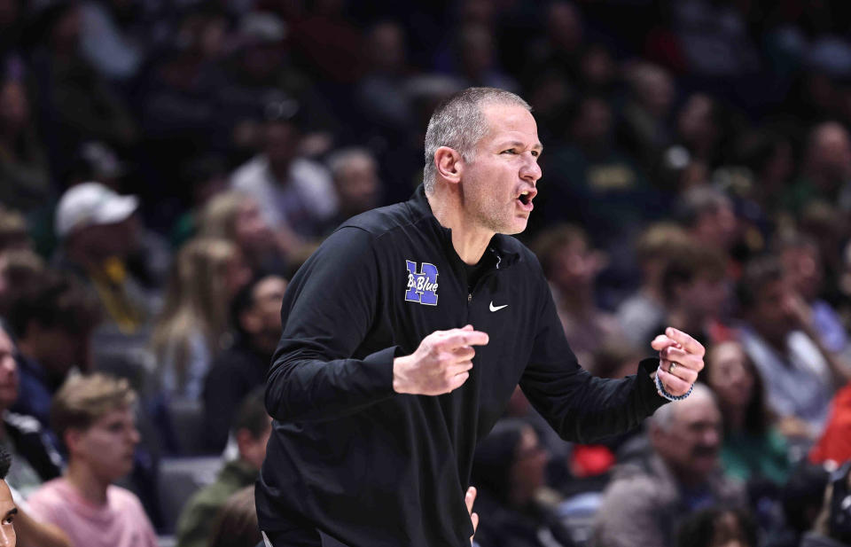 Hamilton head coach Kevin Higgins reacts during their district finals win over Sycamore Sunday, March 10, 2024.