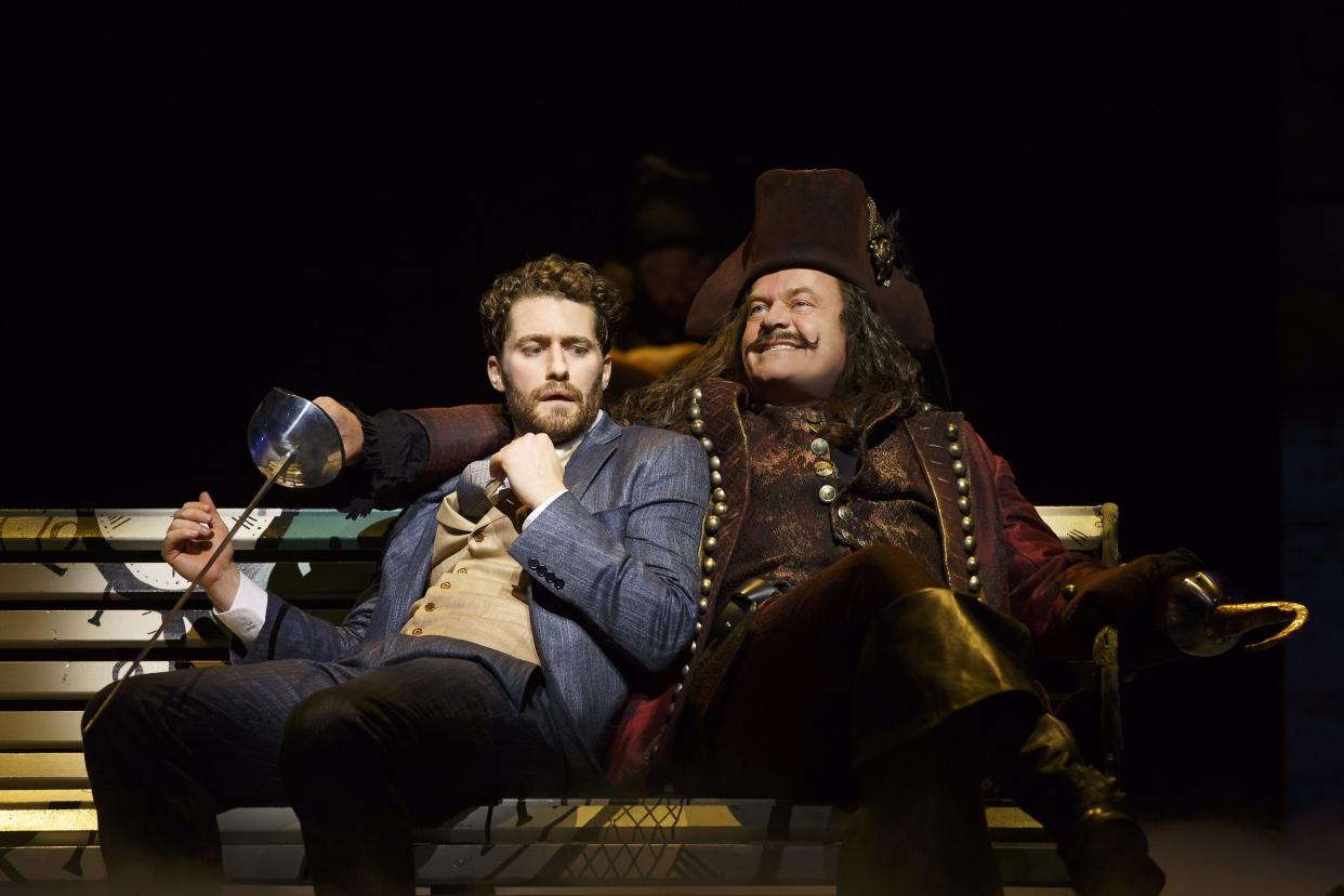 Matthew Morrison and Kelsey Grammer in a scene from the play "Finding Neverland." Morrison long ago sold out his May 20 engagement at the Greer Cabaret Theater in Pittsburgh.