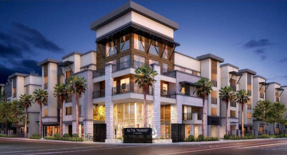 An artist's rendering shows the Alta Chandler at the Park, which is under construction in Chandler.